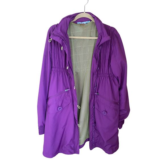 Athleta purple anorak long button-down and zipper windbreaker jacket with hood - Picture 2 of 12